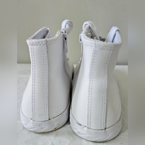BLU D'OR Soft White Leather Side Zip High Top Sneakers, Shoes - Picture 4 of 9